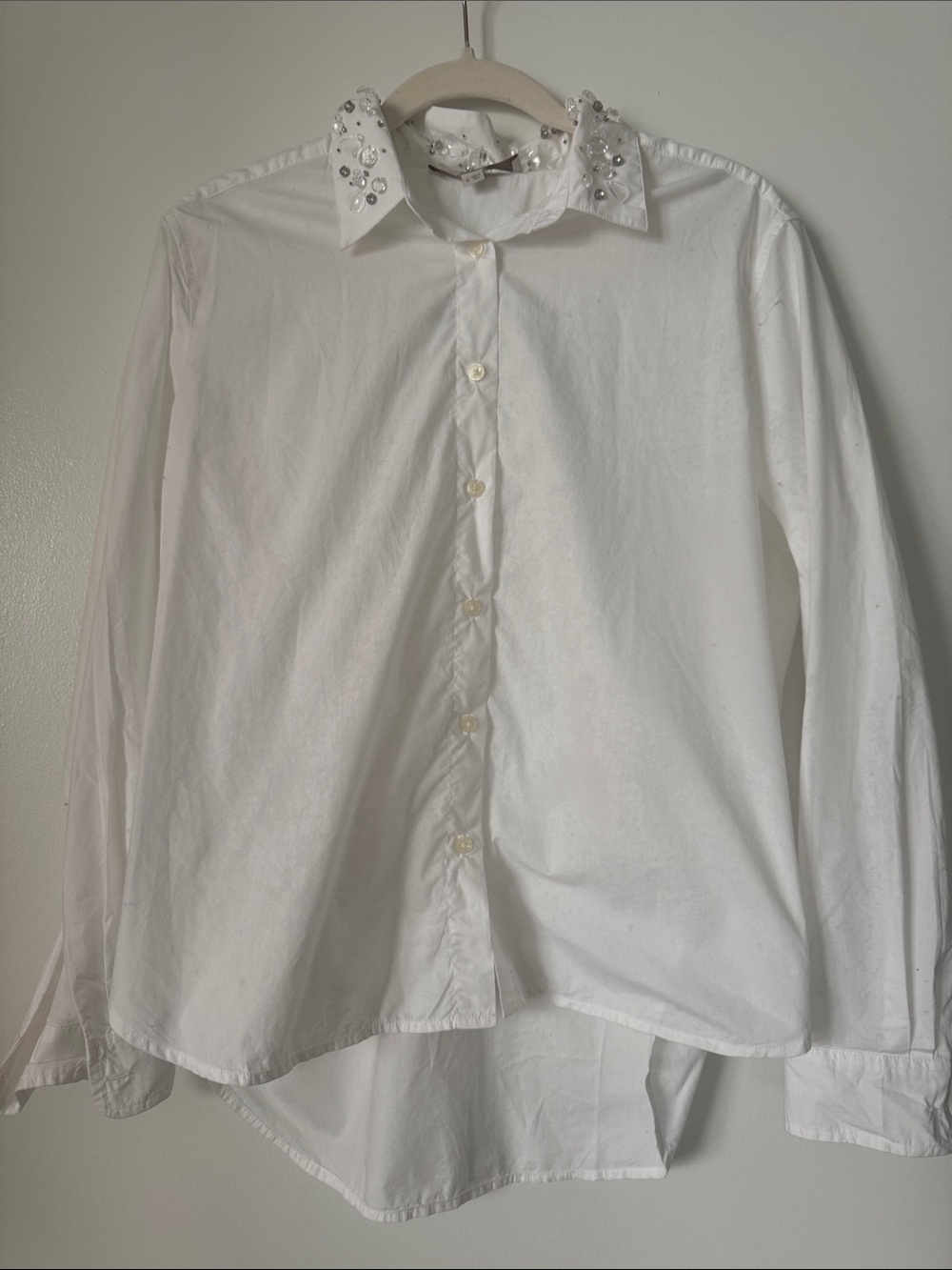LOFT White Embellished Collar Button-Down Shirt - NEW never worn
